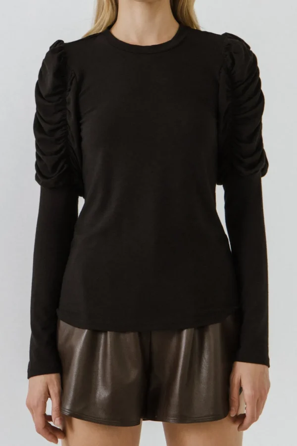 ENGLISH FACTORY Sweaters & Knits | Tops*- Ruched Sleeve Knit Top