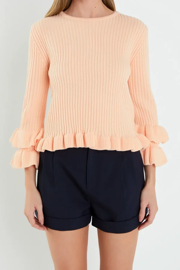 ENGLISH FACTORY Sweaters & Knits | Tops*- Ruffle Detail Sweater PINK