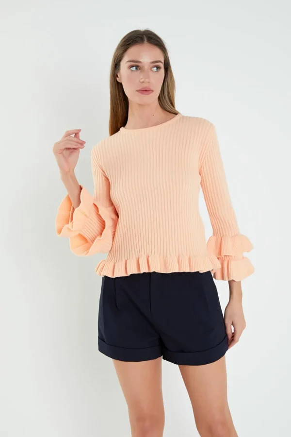 ENGLISH FACTORY Sweaters & Knits | Tops*- Ruffle Detail Sweater PINK