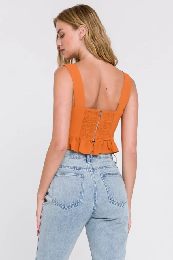 ENGLISH FACTORY Tops*- Ruffle Hem Crop Top ORANGE