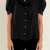 ENGLISH FACTORY Shirts & Blouses*- Ruffle Pointed Blouse BLACK