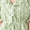 ENGLISH FACTORY Tops*- Ruffle Pintuck Dress WHITE/GREEN