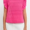 ENGLISH FACTORY Tops*- Ruffle Sleeve Embroidered Cotton Top