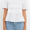 ENGLISH FACTORY Tops*- Ruffled Detail Top WHITE