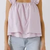 ENGLISH FACTORY Tops*- Ruffled Strap 2 Tiered Top LILAC