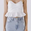 ENGLISH FACTORY Tops*- Ruffled Tank Top WHITE