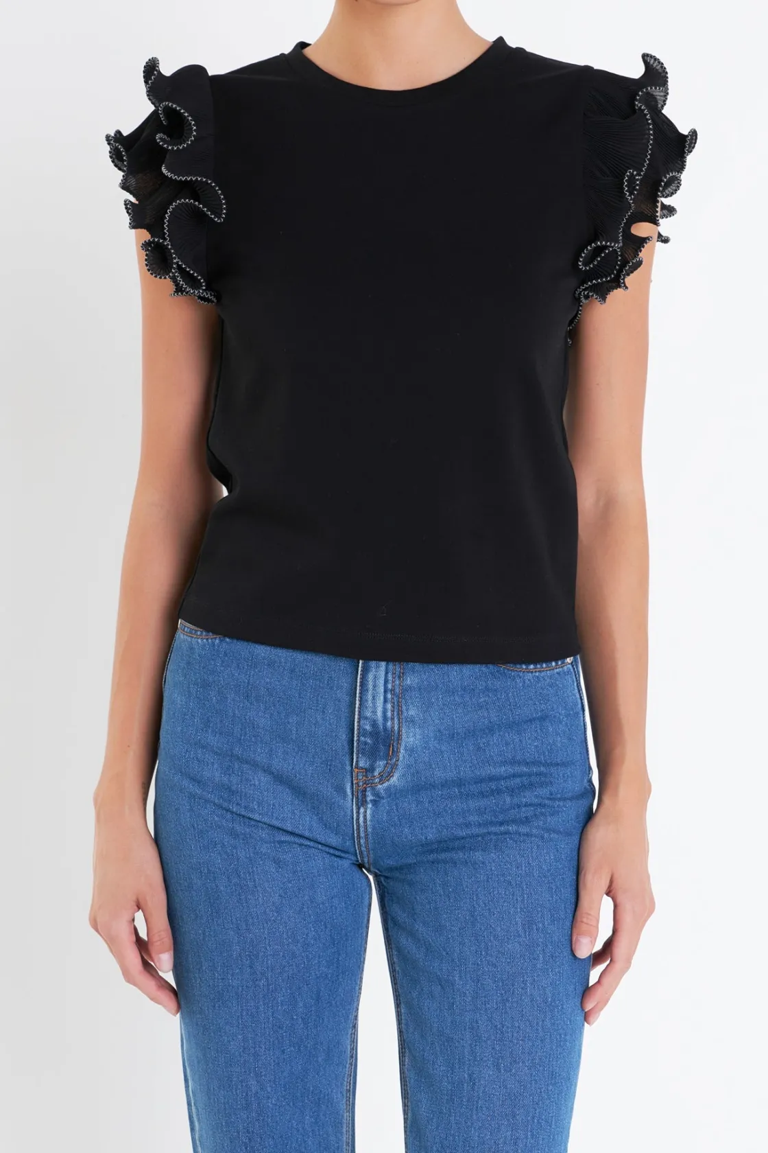 english_factory__ruffled__0-6.webp ENGLISH FACTORY Tops*- Ruffled Organza T-shirt