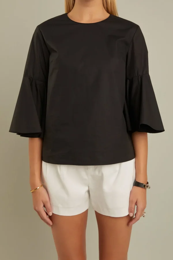 ENGLISH FACTORY Tops*- Ruffled Cotton Blend Top
