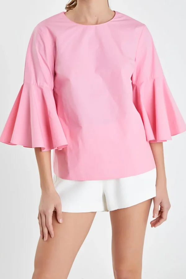 ENGLISH FACTORY Tops*- Ruffled Cotton Blend Top