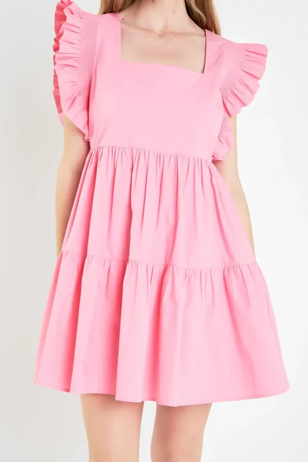 ENGLISH FACTORY White Dresses | Tops*- Ruffled Dress with Smocking Detail