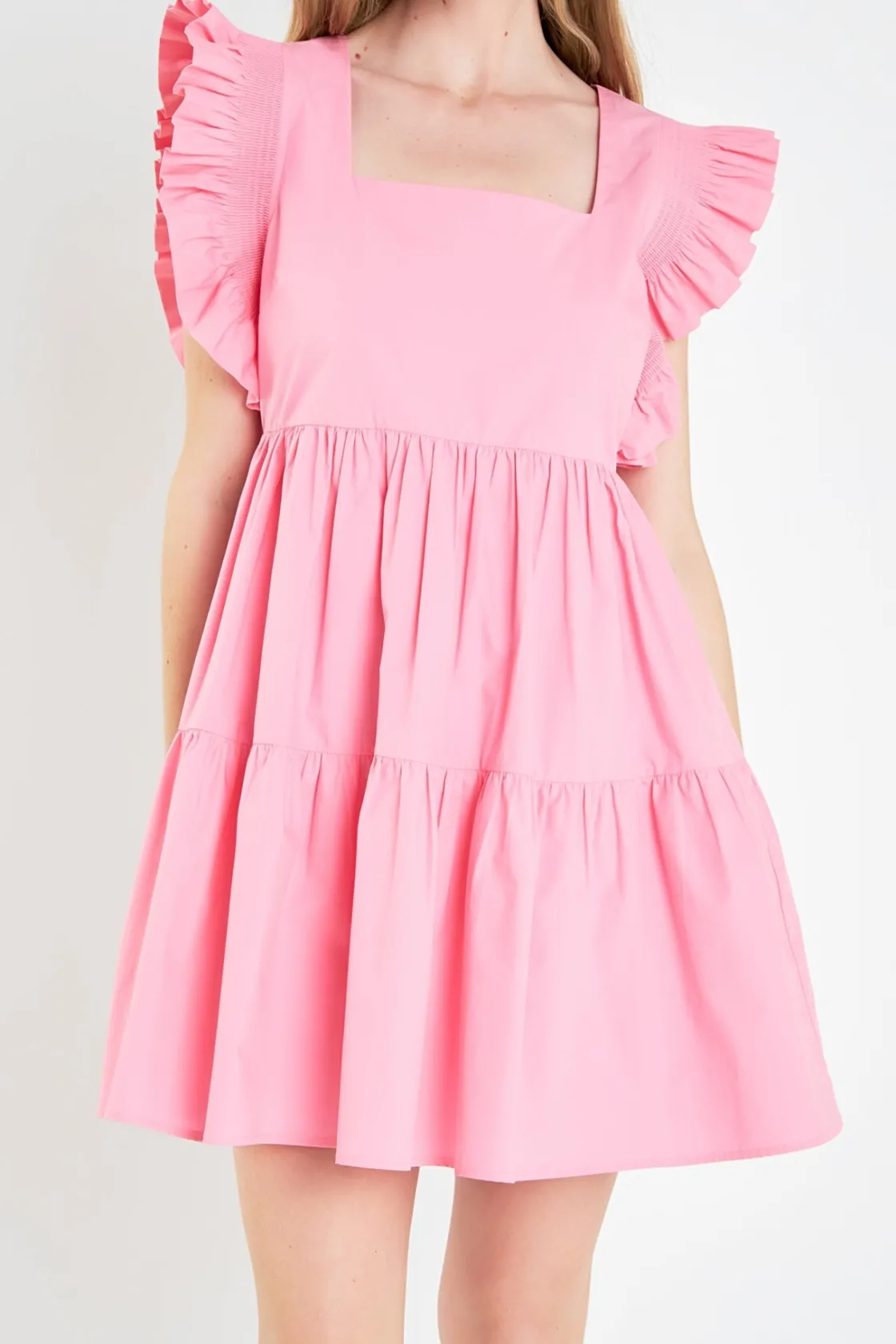 english_factory__ruffled__10-3.webp ENGLISH FACTORY White Dresses | Tops*- Ruffled Dress with Smocking Detail