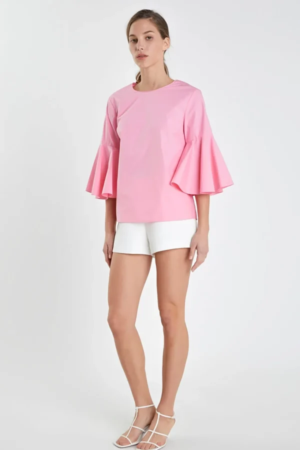 ENGLISH FACTORY Tops*- Ruffled Cotton Blend Top