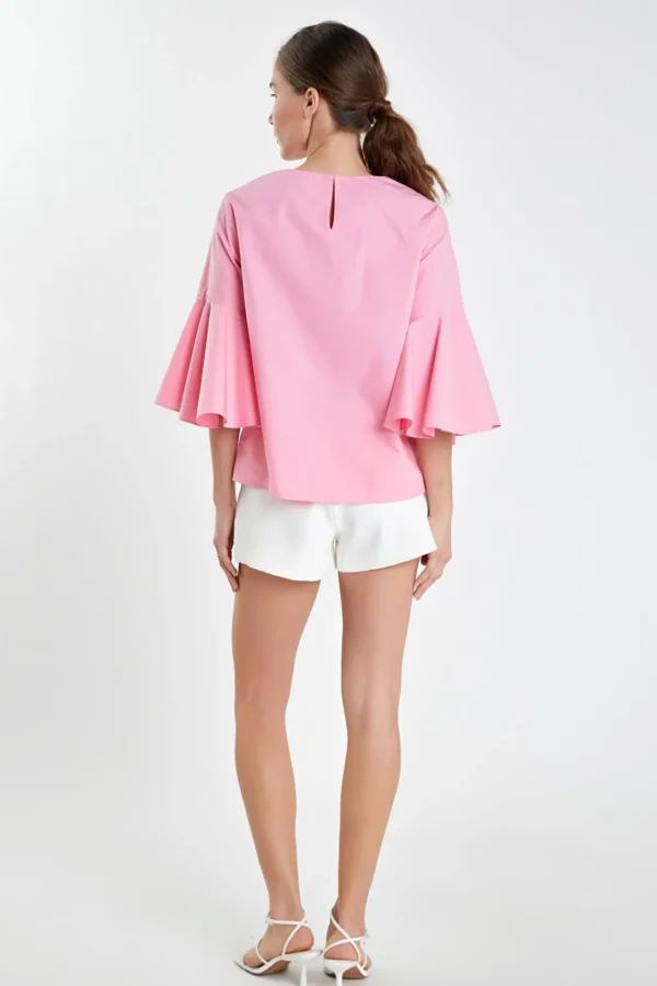 ENGLISH FACTORY Tops*- Ruffled Cotton Blend Top