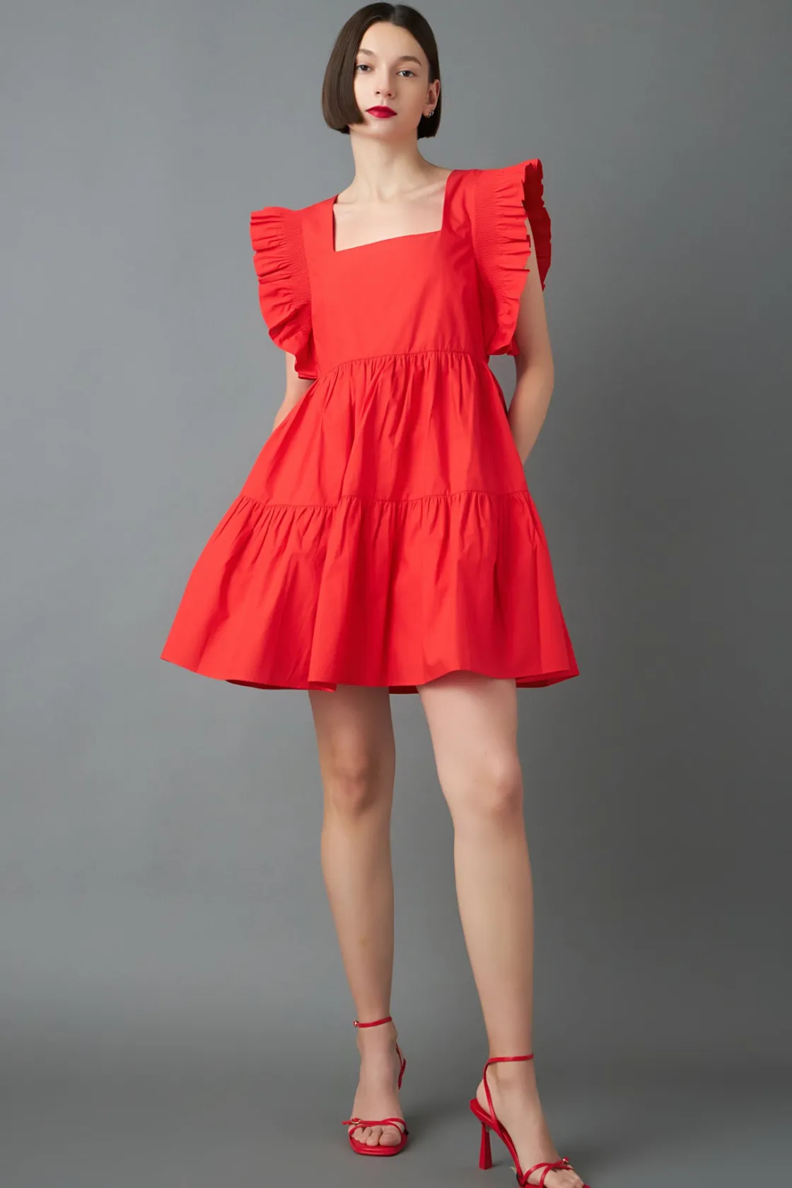 english_factory__ruffled__14-2.webp ENGLISH FACTORY White Dresses | Tops*- Ruffled Dress with Smocking Detail