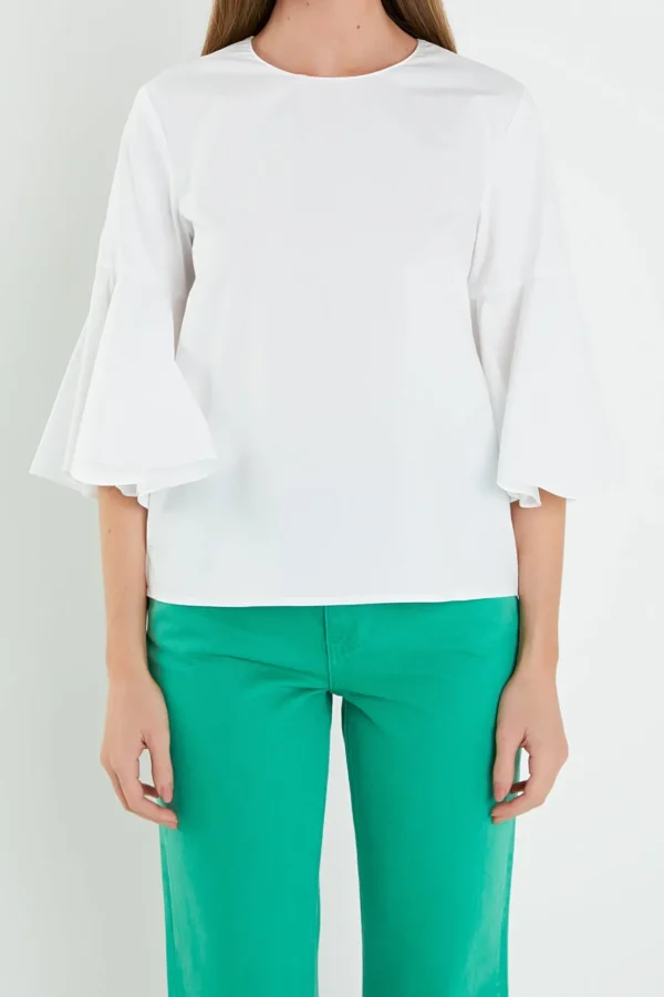 ENGLISH FACTORY Tops*- Ruffled Cotton Blend Top