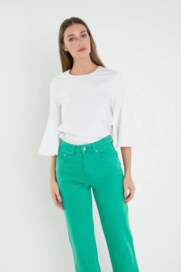 ENGLISH FACTORY Tops*- Ruffled Cotton Blend Top