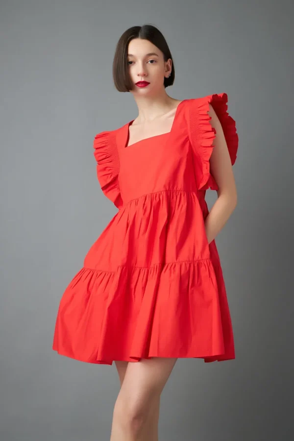 ENGLISH FACTORY White Dresses | Tops*- Ruffled Dress with Smocking Detail