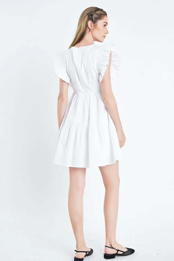 ENGLISH FACTORY White Dresses | Tops*- Ruffled Dress with Smocking Detail