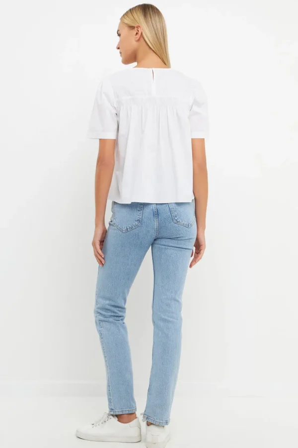ENGLISH FACTORY Tops*- Ruffled Detail Top WHITE