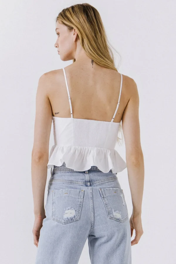 ENGLISH FACTORY Tops*- Ruffled Tank Top WHITE