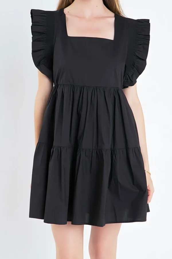 ENGLISH FACTORY White Dresses | Tops*- Ruffled Dress with Smocking Detail