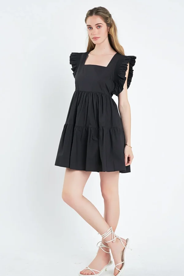 ENGLISH FACTORY White Dresses | Tops*- Ruffled Dress with Smocking Detail
