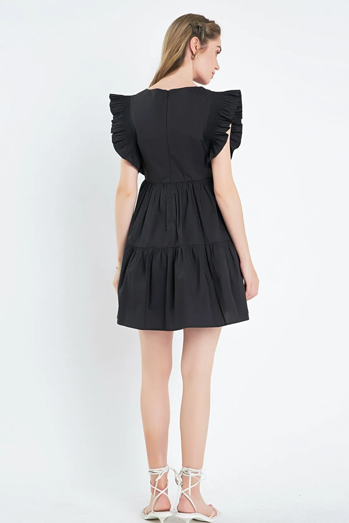english_factory__ruffled__22-1.webp ENGLISH FACTORY White Dresses | Tops*- Ruffled Dress with Smocking Detail
