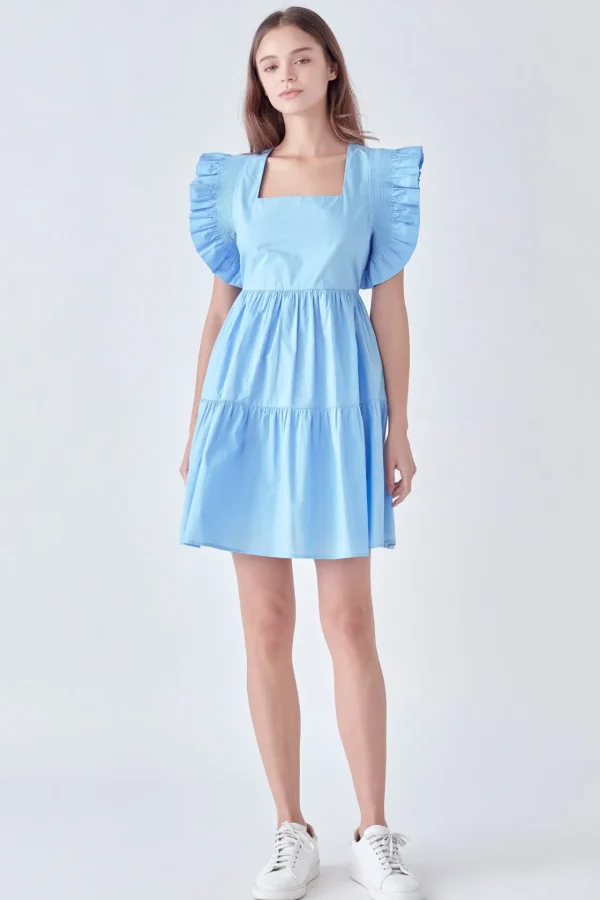 ENGLISH FACTORY White Dresses | Tops*- Ruffled Dress with Smocking Detail