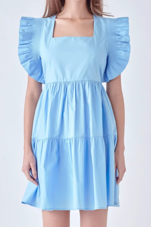 ENGLISH FACTORY White Dresses | Tops*- Ruffled Dress with Smocking Detail