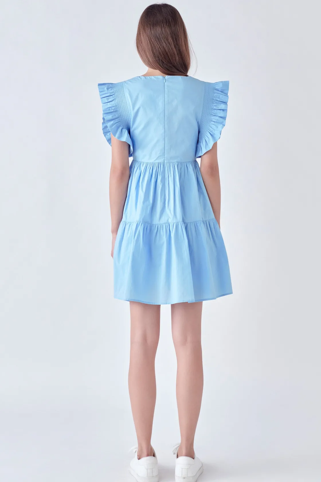 english_factory__ruffled__27.webp ENGLISH FACTORY White Dresses | Tops*- Ruffled Dress with Smocking Detail