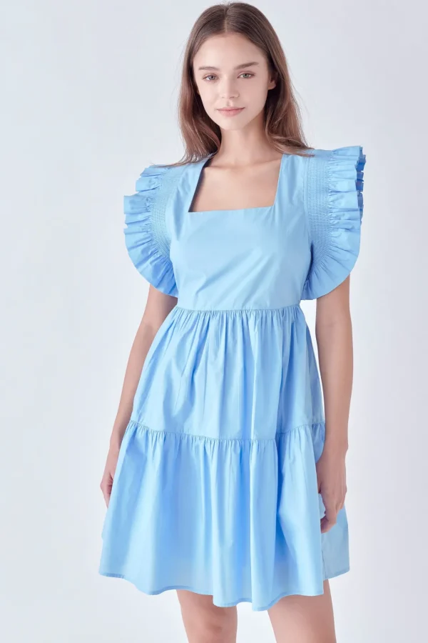 ENGLISH FACTORY White Dresses | Tops*- Ruffled Dress with Smocking Detail