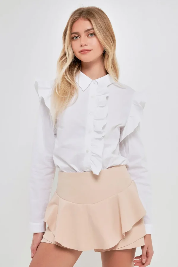 ENGLISH FACTORY Shirts & Blouses*- Ruffled Boxy Shirt WHITE