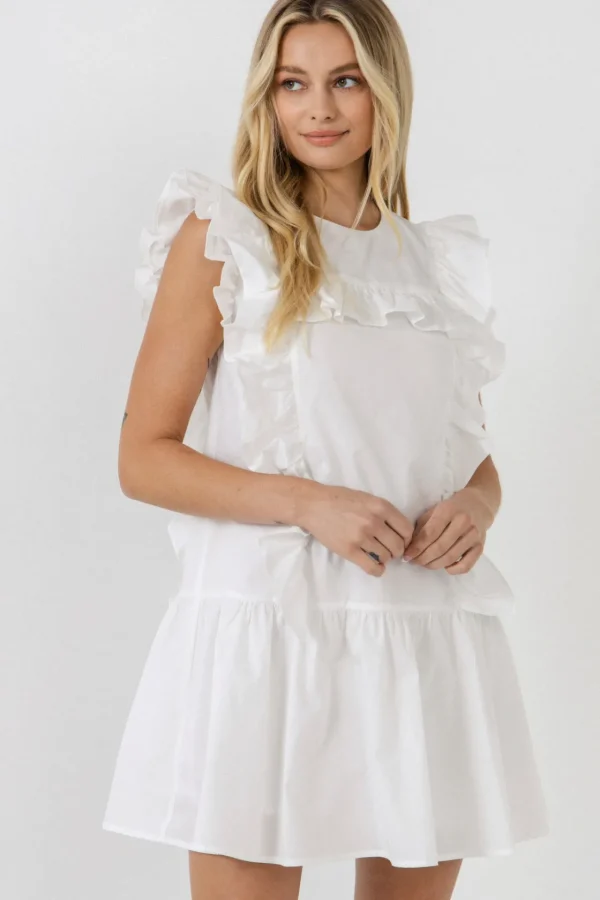 ENGLISH FACTORY White Dresses | Tops*- Ruffled Mini Dress WHITE