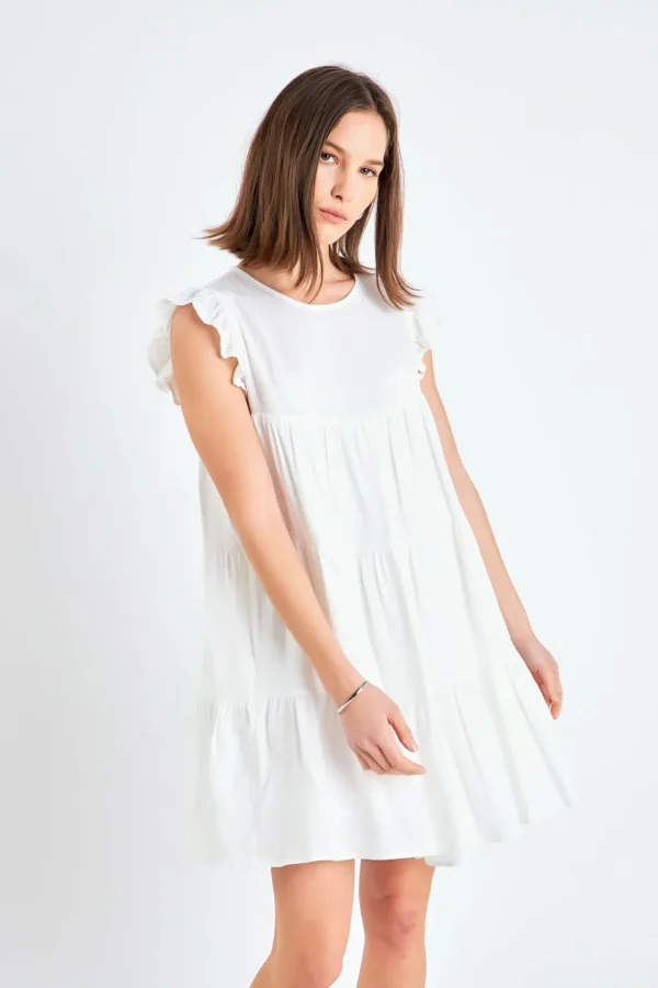 ENGLISH FACTORY White Dresses | Tops*- Ruffled Tiered Dress WHITE