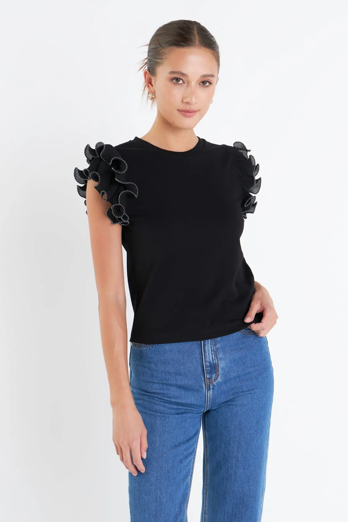 english_factory__ruffled__3-6.webp ENGLISH FACTORY Tops*- Ruffled Organza T-shirt