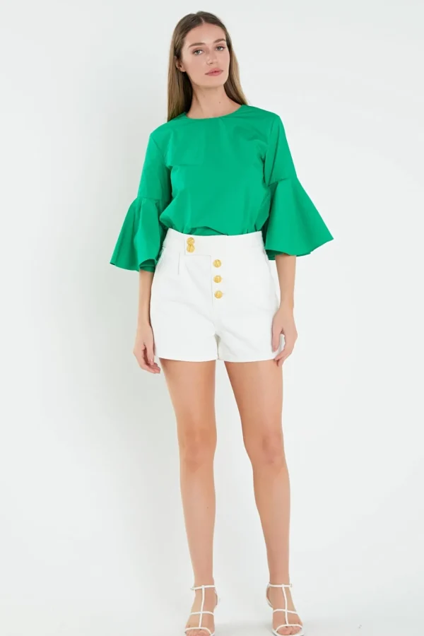 ENGLISH FACTORY Tops*- Ruffled Cotton Blend Top