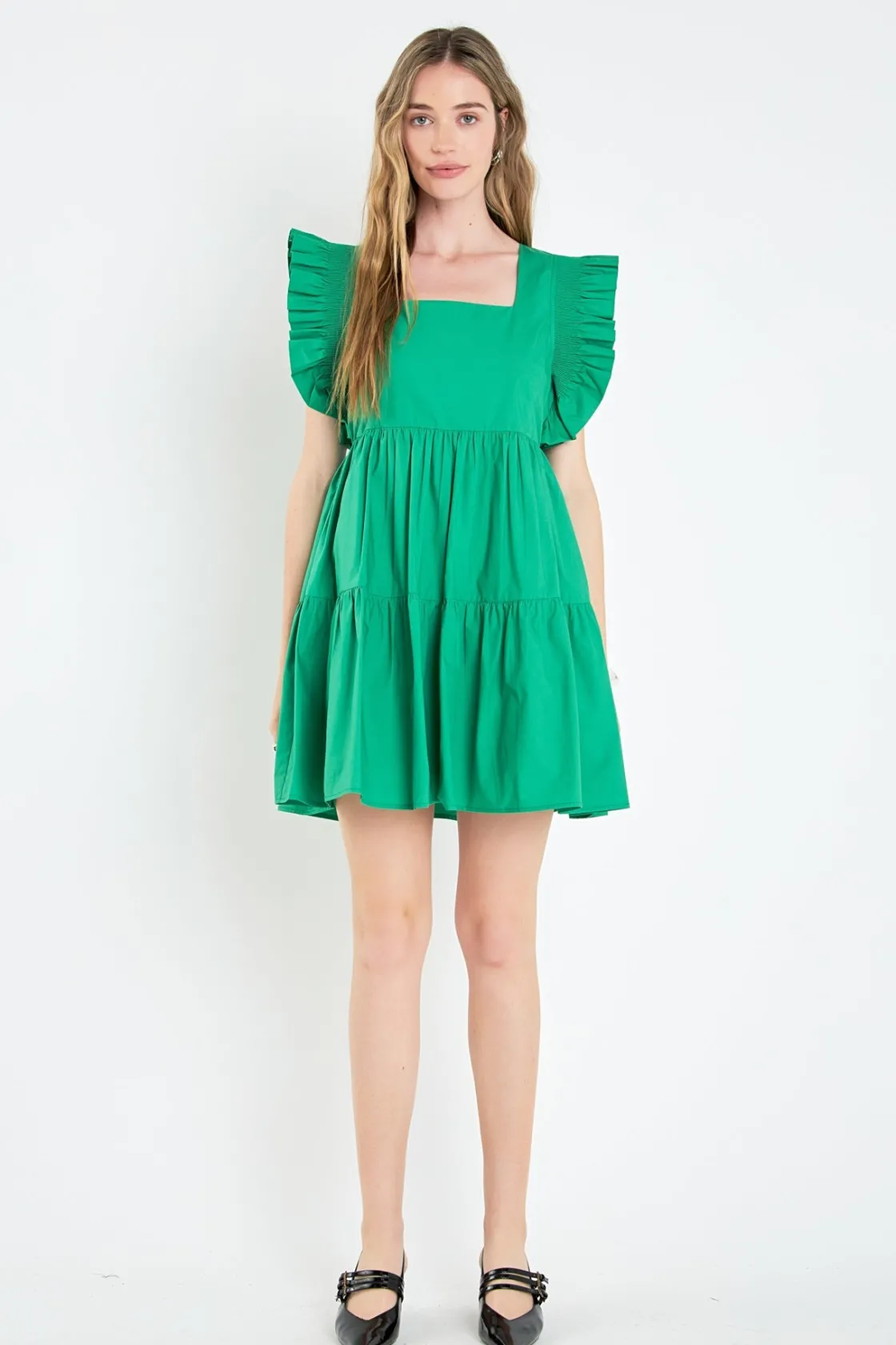 english_factory__ruffled__4-4.webp ENGLISH FACTORY White Dresses | Tops*- Ruffled Dress with Smocking Detail