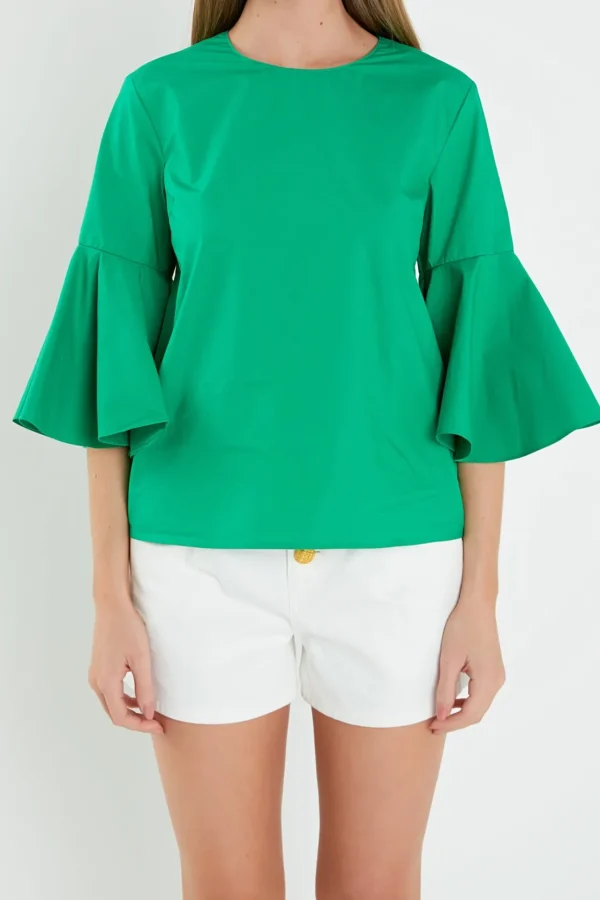 ENGLISH FACTORY Tops*- Ruffled Cotton Blend Top
