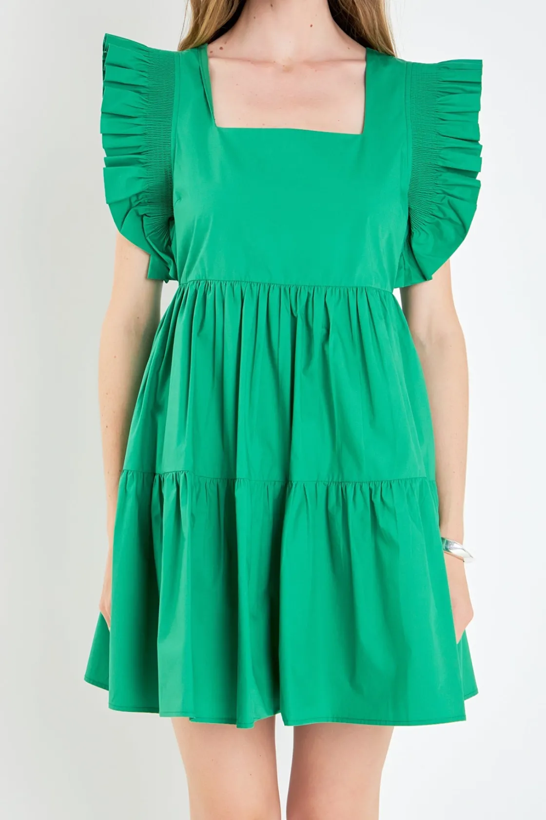english_factory__ruffled__5-4.webp ENGLISH FACTORY White Dresses | Tops*- Ruffled Dress with Smocking Detail