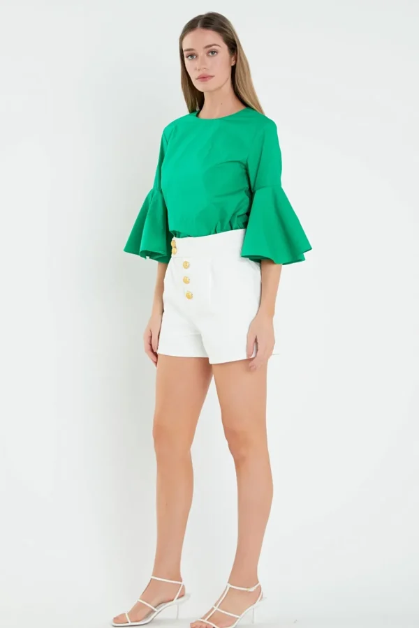 ENGLISH FACTORY Tops*- Ruffled Cotton Blend Top