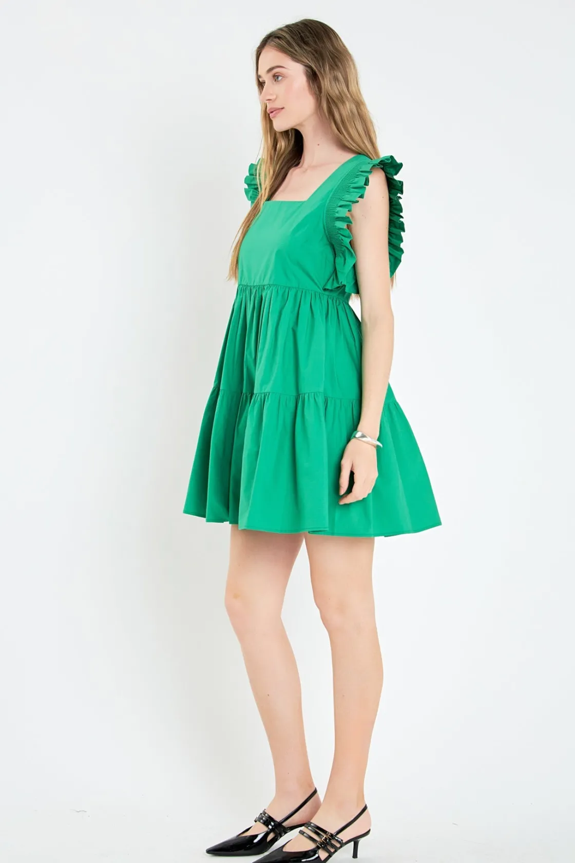 english_factory__ruffled__6-4.webp ENGLISH FACTORY White Dresses | Tops*- Ruffled Dress with Smocking Detail