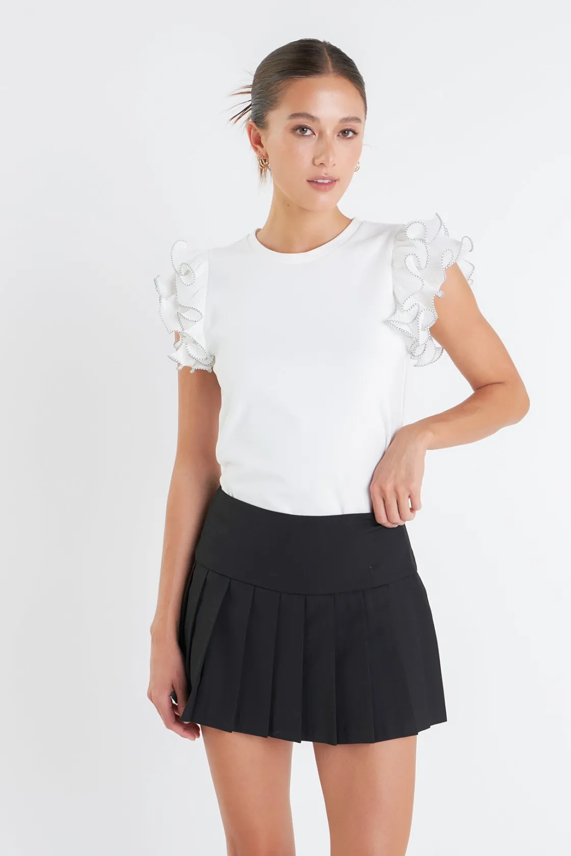 english_factory__ruffled__8-1.webp ENGLISH FACTORY Tops*- Ruffled Organza T-shirt