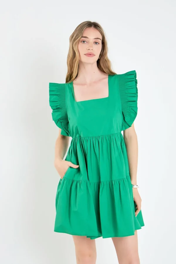 ENGLISH FACTORY White Dresses | Tops*- Ruffled Dress with Smocking Detail