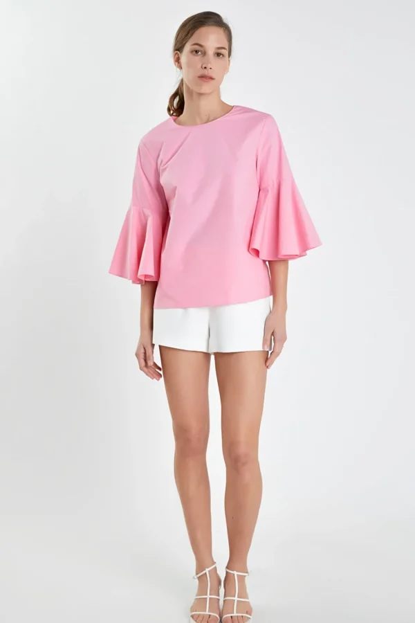 ENGLISH FACTORY Tops*- Ruffled Cotton Blend Top