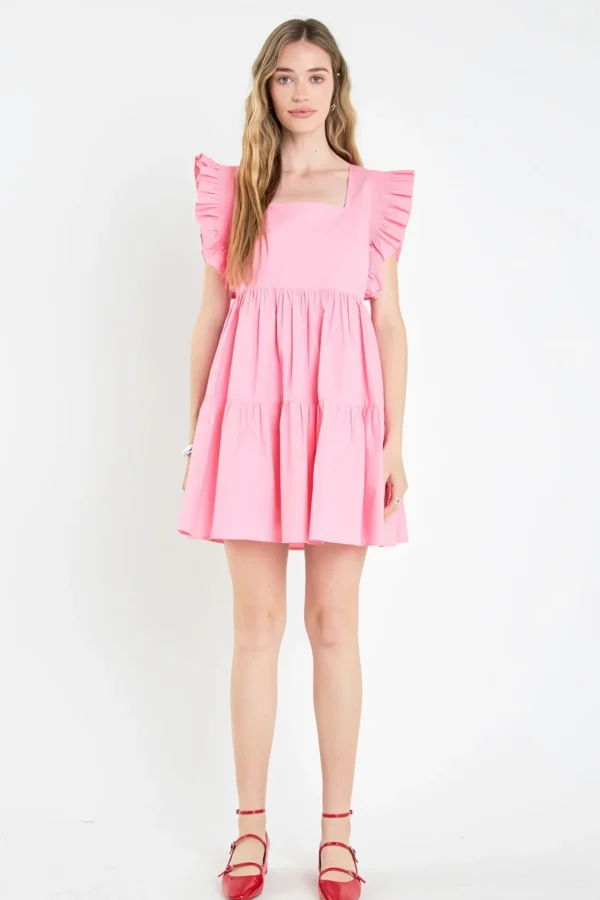 ENGLISH FACTORY White Dresses | Tops*- Ruffled Dress with Smocking Detail