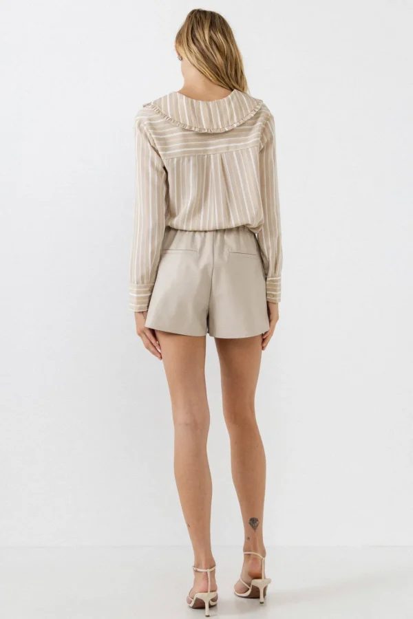 ENGLISH FACTORY Shirts & Blouses*- Ruffled-Collar Striped Shirt