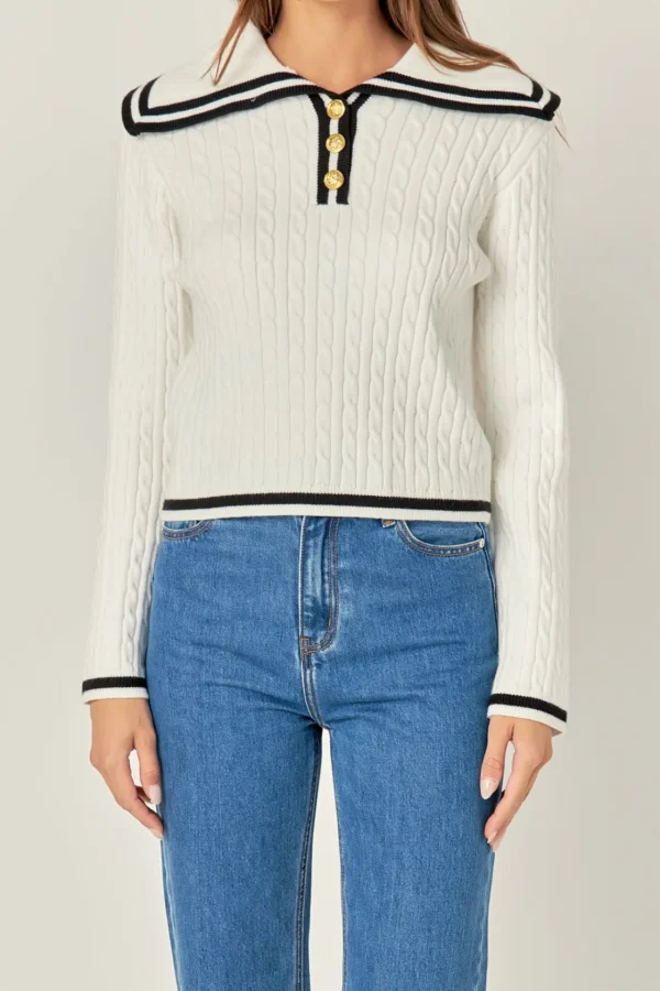 ENGLISH FACTORY Tops*- Sailor Stripe Knit OFFWHITE