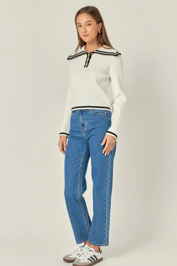 ENGLISH FACTORY Tops*- Sailor Stripe Knit OFFWHITE