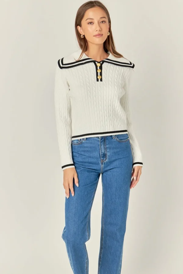 ENGLISH FACTORY Tops*- Sailor Stripe Knit OFFWHITE