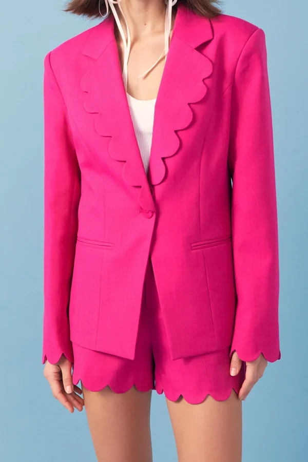 ENGLISH FACTORY Matching Sets | Blazers*- Scallop Detailed Single Button Jacket FUCHSIA
